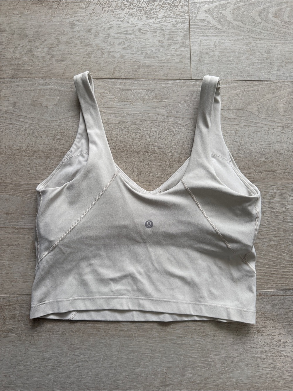 lululemon athletica Cream Scoop-Neck Longline Sports Bra